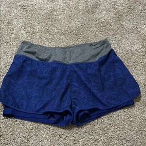 Blue and Gray Women's Athletic Shorts